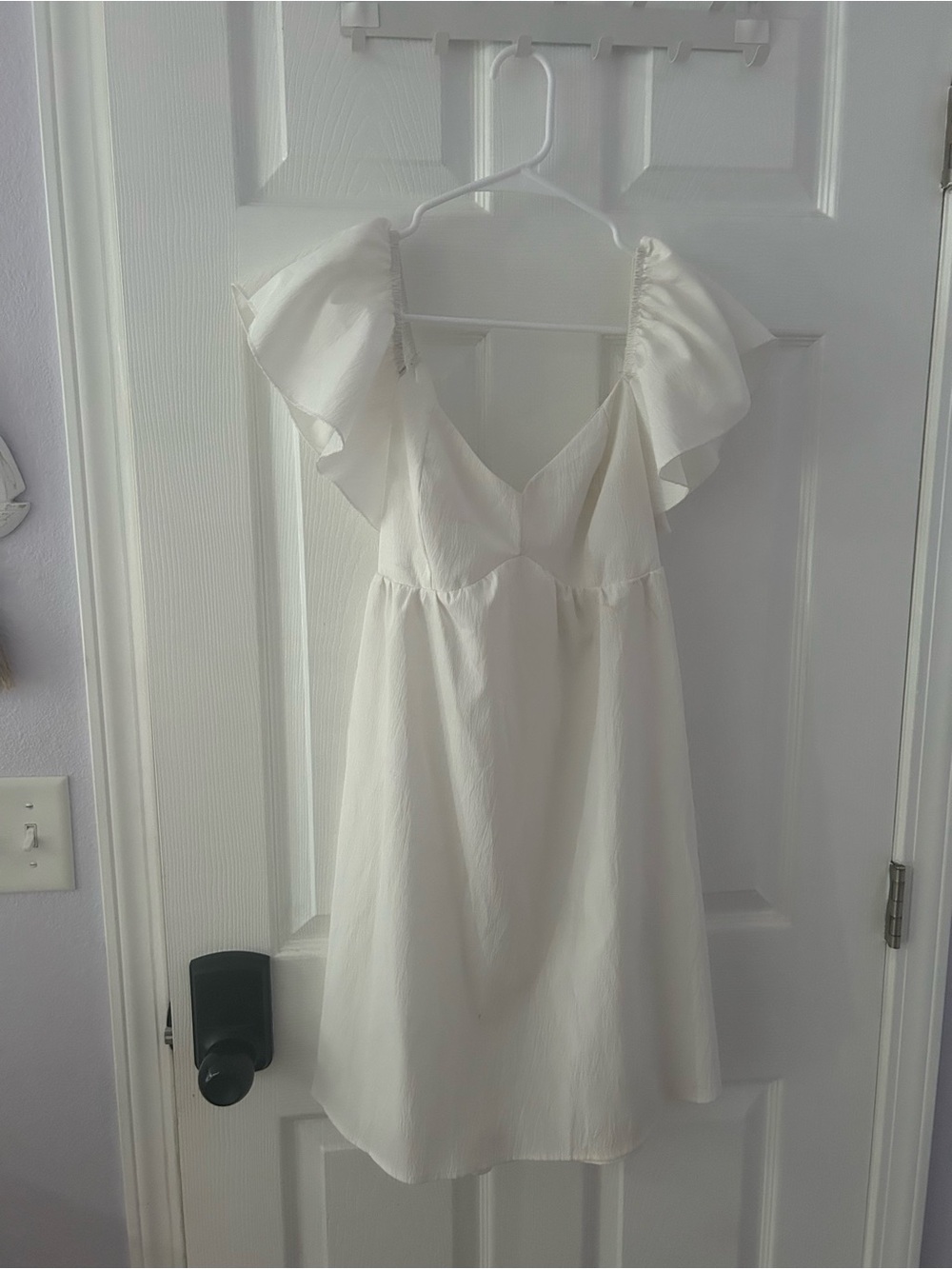 SHEIN White Ruffle Sleeve Mini Dress